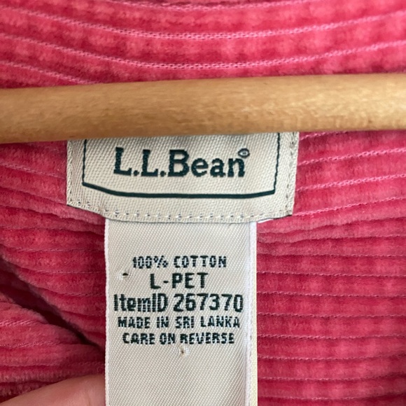 L.L. BEAN 100% Cotton Pink Wide Wale Corduroy Work Shirt Chore Coat - Picture 3 of 4
